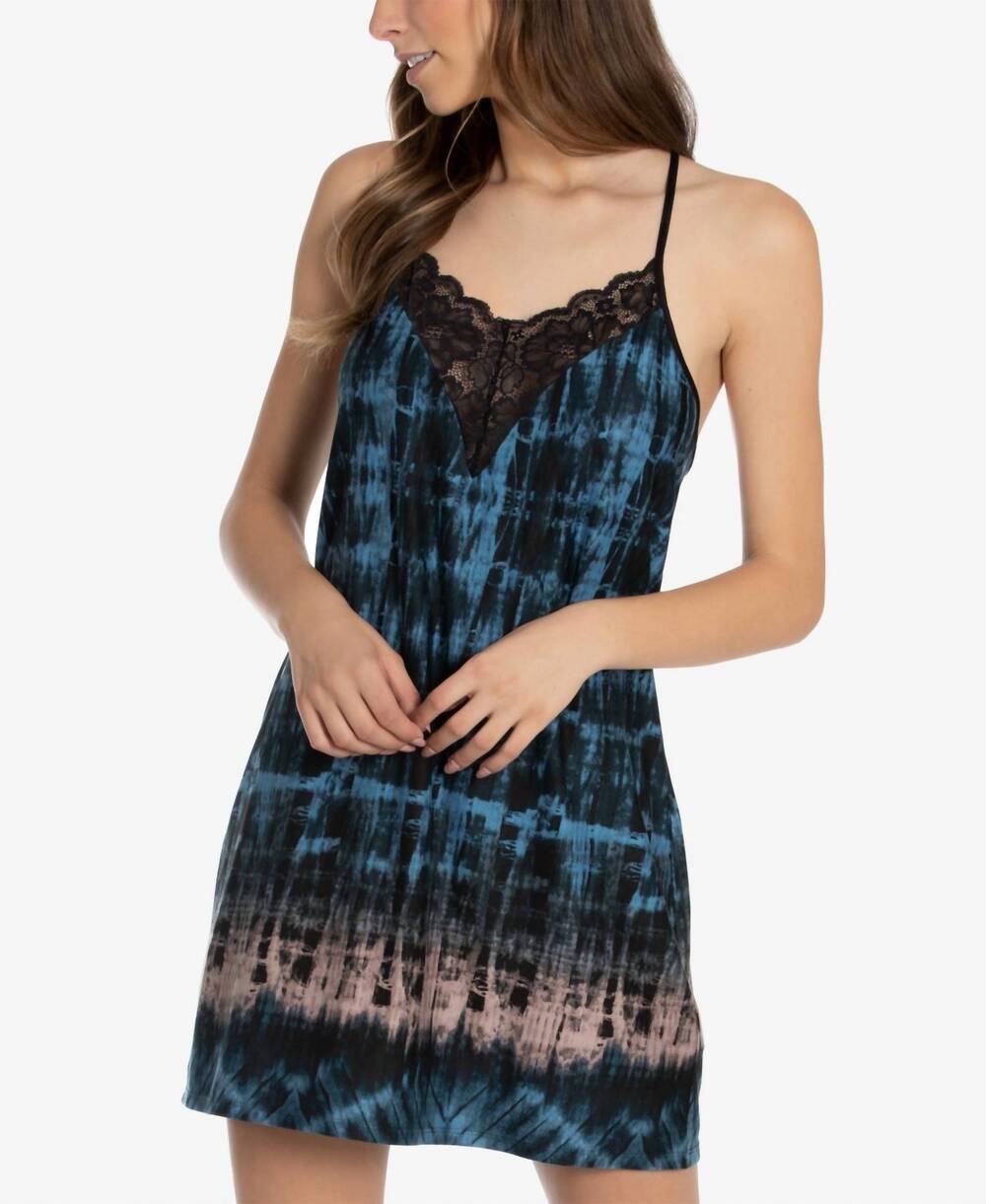 NEW LINEA DONATELLA tie-dyed chemise nightgown in turquoise orchid